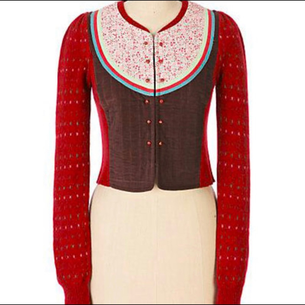 Anthropologie HWR Monogram Autumn Deepens Cardigan